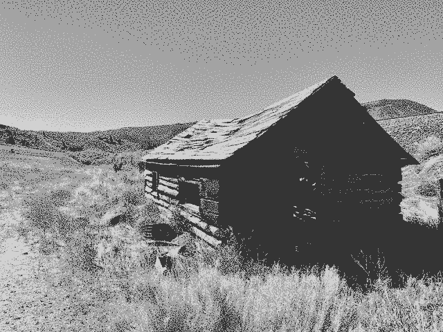 Black and white picture of an old abandoned chicken coop